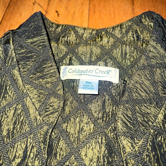 Coldwater Creek Green Diamond Pattern Crinkle Topper Dressy Jacket Petite MEDIUM - Picture 4 of 9